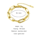 Bracciale a catena a graffetta in acciaio inossidabile placcato oro 14K regolabile - Catena a Graffetta