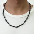 Hip-hop style punk black thorn necklace with a unique metal barbed wire design for men - Necklace