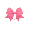 Solid bright pink grosgrain ribbon double bow hair tie for girls and children - Bright Pink (13)