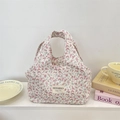 Borsa termica floreale in tela con motivi a fiori e tasca laterale per ufficio - Rosa
