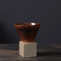Japanese style stoneware coffee dripper with brown gradient glaze and beige base - 200ml / Burgundy