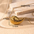 Golden teardrop hammer texture necklace in stainless steel with 8.0g weight and dimensions - NK-188 Gold Hammered Teardrop Necklace