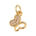 Détail du pendentif papillon doré orné de zircons brillants avec un design ajouré - Papillon en strass