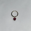 Anello aperto dorato regolabile con ciondolo a cuore in pietra preziosa rosa - Rosa Rosso