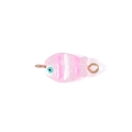 Pink glass fish charm with white stripes and blue evil eye detail for jewelry making - Gold Light Pink (Double Hole 3#)