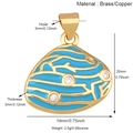 Gouden messing hart hanger met blauw emaille en zirkonia steentjes, 20x19mm - Blauw Hart
