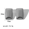 Detailed macro view showing the 30mm height and 19mm width of silver rectangle earrings - Rectangular Rounded Smooth Style(TE6487-S) / Silver