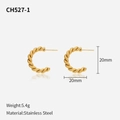 20mm goldene gedrehte C-Form Ohrringe aus Edelstahl für Damen, 5,4g hochwertiges Design - 20mm