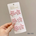 Set of 6 pink star-shaped hair clips for girls, 3cm size with matte metal finish - 13# Light Pink Lacquer Star Set of 6