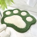 Green and white cartoon cat paw shaped bathroom rug with soft non-slip plush texture - 45x60cm / Green