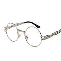 Occhiali steampunk tondi con montatura in metallo dorato e aste a spirale decorate - Montatura Argento Lente Chiara C11
