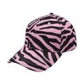 Detail of pink and black zebra print baseball cap with classic curved brim design - Adjustable / Pink Zebra Print