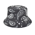Cappello a secchiello reversibile nero da donna con motivo paisley vintage anti-sole - M(56-58cm) / Nero