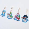 Christmas DIY diamond art keychain set with snowman, Santa, and snowflake designs - QC037 Snowmen Combo (4pcs) Double-sided