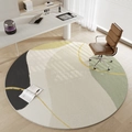 Round modern geometric area rug in beige and light green for home office use - Circle Fleece-Flowing Shadow