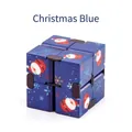 Blue infinity cube fidget toy featuring Christmas Santa Claus and snowflake patterns - Christmas Blue