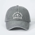 Casquette de baseball vintage grise en coton lavé avec broderie World's Best Uncle - Taille unique / Gris