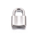 Polished silver stainless steel padlock pendant for DIY jewelry and necklaces - 23x16mm