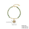 Bracciale boho con perle dorate, aventurina verde e ciondolo a forma di sole - Verde Scuro/Occhio di Sole