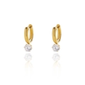 Chic 18K gold plated titanium hoop earrings with sparkling cubic zirconia stone drop - Gold