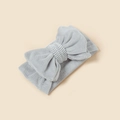 Soft light grey corduroy ribbed knit bow headband for infants on a beige background - 18.5*8.5cm / Grey Blue