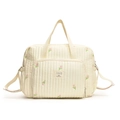 Bolso cambiador acolchado blanco roto con bordado de tulipanes y correa de hombro - Tulipán Grande 34*26*10