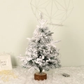 Mini flocked Christmas tree with warm white LED lights and a natural wooden base - PE Flocked Small Tree (Bare) 45cm