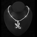Silver hip hop eagle pendant necklace with tennis chain and white sparkling zircons - Silver Pendant + 18 Inch Tennis Chain