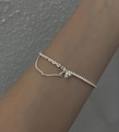 Silver-toned layered chain bracelet featuring crystal pavé details and floral pendant - Chain Splicing Designer Bracelet