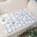 Gray flannel pet blanket with white elephant patterns and soft cream-colored edging - Grey Elephant