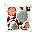 White square cushion cover with colorful floral towel embroidery and blue piping - 45*45cm (No Core) / Pastoral Style 9