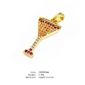 Gold-plated cocktail glass pendant with colorful zircons measuring 13x26x3mm - Wine Glass Shape Pendant