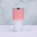 30oz stainless steel gradient pink tumbler with transparent lid on marble background - 30oz / Pink & White
