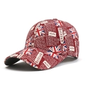 Unisex burgundy baseball cap featuring an all-over British Union Jack flag print design - One Size / Burgundy