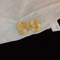 Vintage style golden irregular twisted hollow earrings with matte textured metallic finish - Twisted Grain Hammered / Gold