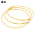Three-piece set of 2mm square minimalist 18K gold plated stainless steel bangles - 3 Piece Set / 60mm