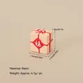 Mini resin gift box ornament with red ribbon and Fu character for Christmas DIY décor - No.43 - Resin Gift Box with 'Fu' Character