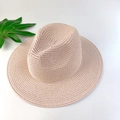 Classic straw Panama sun hat in natural beige color for summer beach vacations - Light Pink