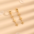 Elegant gold titanium steel eight-point star drop earrings with long tassel design - Gold