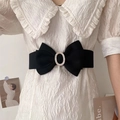 Cintura elastica nera stile francese con grande fiocco di strass su vestito - Nero