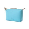 Minimalistische blauwe PU-make-uptas met hartpatroon en oranje ritssluiting - Dumpling Tas / Standaard / Lichtblauw