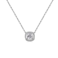 Elegant silver square halo zircon necklace with a sparkling square cut gemstone pendant - Platinum Color (Square Zirconia)