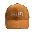 Brown corduroy baseball cap for kids with white MINI embroidery in classic style - Ginger Yellow - Mini Corduroy Baseball Cap / One Size