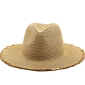 Britischer Raffia-Strohhut mit Fransenrand für optimalen Sonnenschutz im Freien - Khaki