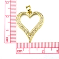 Detailed size view of gold heart tree cross pendant with cubic zirconia stones - #12 Micro Pave Zircon Heart
