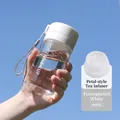 Portable 400ml transparent white frosted sports water bottle with tea infuser and lanyard - 400ml / Clear White