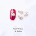 Detailed view of golden fortune bag nail art charm with waterdrop rhinestone and coins - Gold Base AB White (8203彩白)
