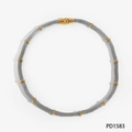 Silver mesh necklace with gold ring accents and magnetic clasp closure style - Gold and Silver Necklace (PD1583)