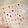 Baroque style gold and red nail sticker TL-406 with 3D embossed angel and cross patterns - TL406-Color Gold (Baroque Relief Angel Sacred Heart)