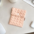 Peach quilted heart mini storage pouch with snap button for sanitary pads - Orange Heart